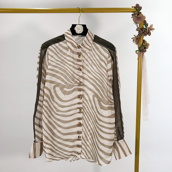 Elegáns női sifon ing állatmintával