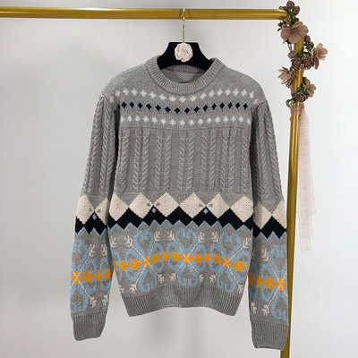 Női vastag pulóver két színben, mintával