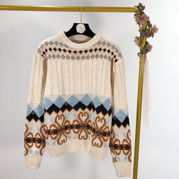 Női vastag pulóver két színben, mintával