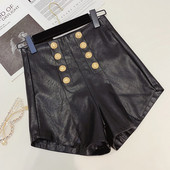 Pantaloni moderni din piele de dama in negru