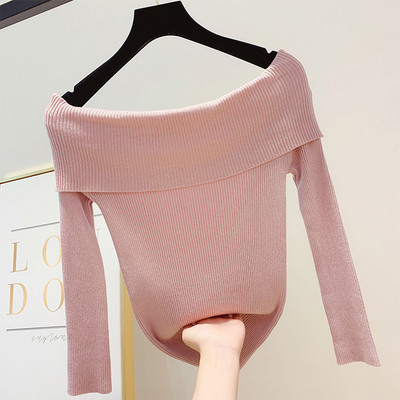 Modern női pulóver csupasz vállal, több színben