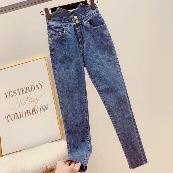 Blugi lungi de dama cu talie inalta