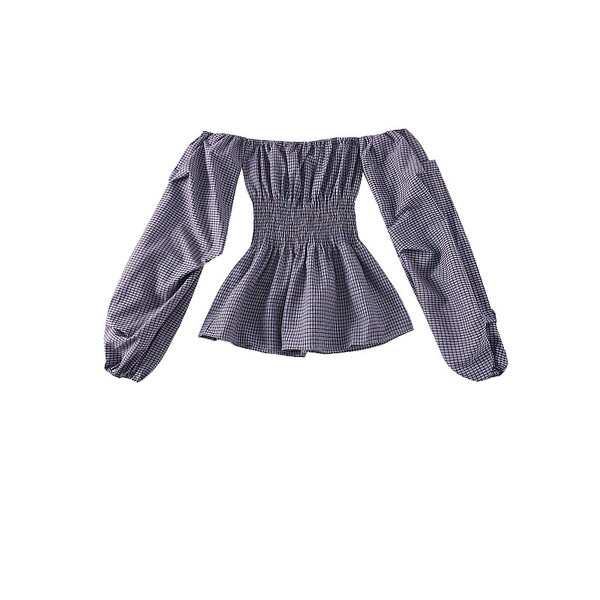 Cămașă modernă de damă în carouri cu umerii goi în mai multe culori