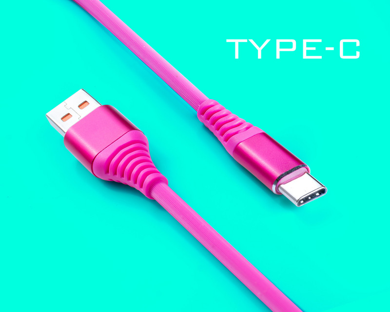 Ροζ σιλικόνης USB καλώδιο Type-C