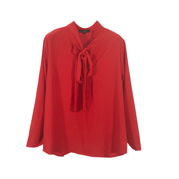 Elegáns női ing fehér és piros színben, fűzős