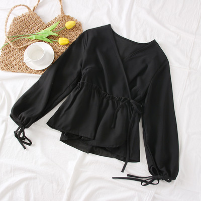 Bluză de damă modernă cu mâneci lungi și cravate - mai multe culori