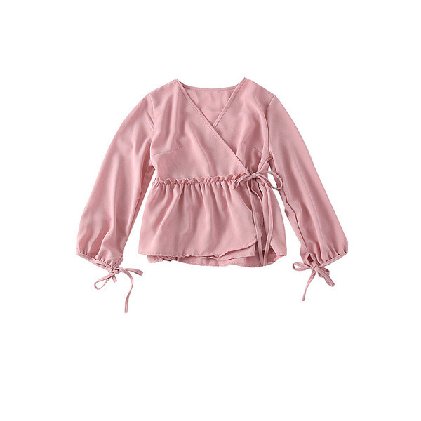 Bluză de damă modernă cu mâneci lungi și cravate - mai multe culori