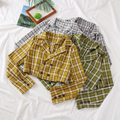 Modern női kockás kabát gombokkal, többféle színben