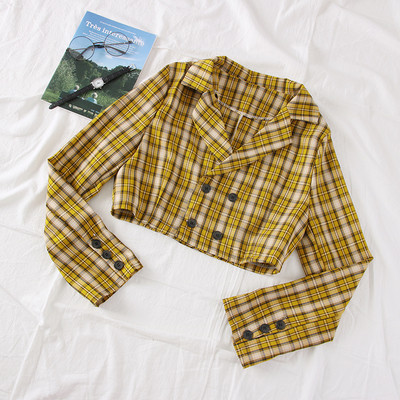 Modern női kockás kabát gombokkal, többféle színben