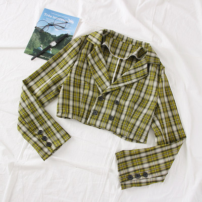 Modern női kockás kabát gombokkal, többféle színben