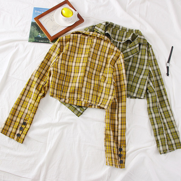 Modern női kockás kabát gombokkal, többféle színben