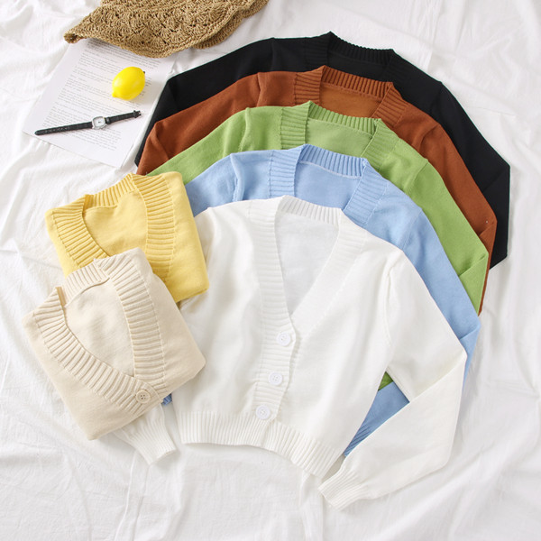 Cardigan de dama model nou cu maneci lungi si nasturi - mai multe culori