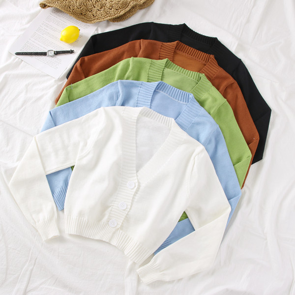 Cardigan de dama model nou cu maneci lungi si nasturi - mai multe culori