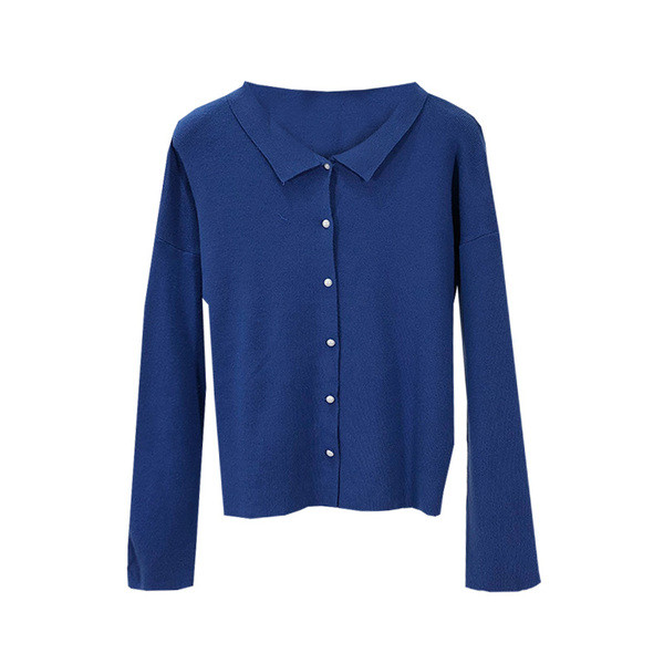 Női mellény gallérral, kék színben