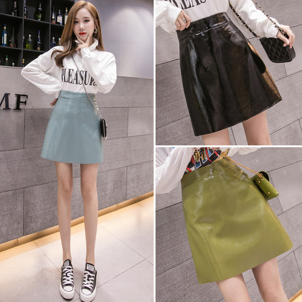 Fusta de dama model nou in trei culori din piele ecologica