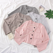 Geaca de dama moderna in carouri cu nasturi in mai multe culori