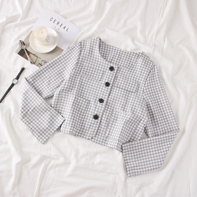 Geaca de dama moderna in carouri cu nasturi in mai multe culori