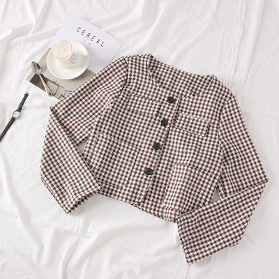 Geaca de dama moderna in carouri cu nasturi in mai multe culori