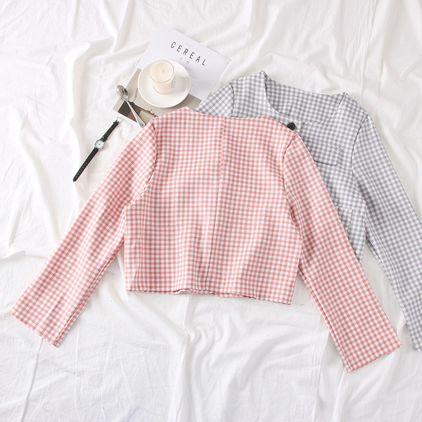 Geaca de dama moderna in carouri cu nasturi in mai multe culori