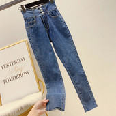 Blugi lungi cu talie inalta si nasturi