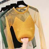 Stílusos női pulóver O-nyakkal