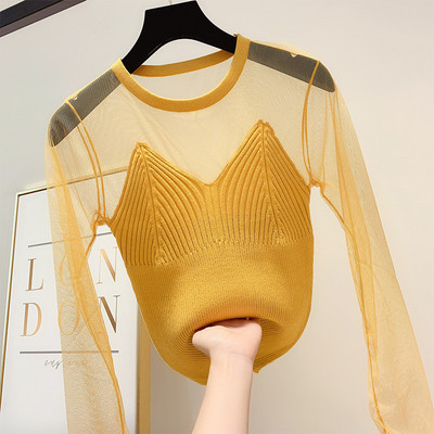 Stílusos női pulóver O-nyakkal