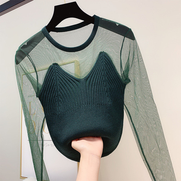 Stílusos női pulóver O-nyakkal