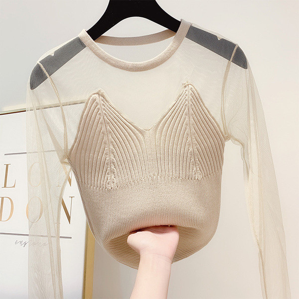 Stílusos női pulóver O-nyakkal