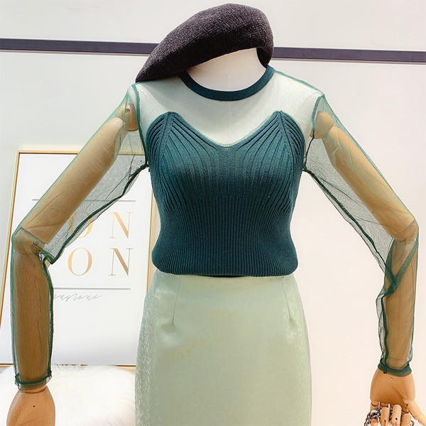 Stílusos női pulóver O-nyakkal