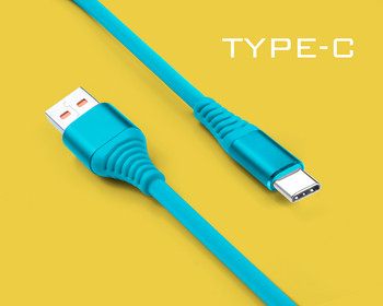 Син силиконов USB кабел Type-C