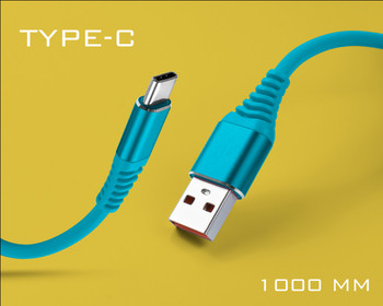 Син силиконов USB кабел Type-C