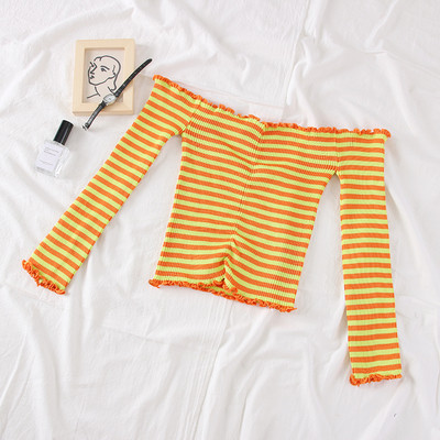 Bluza de dama in dungi model nou cu umerii goi - mai multe culori