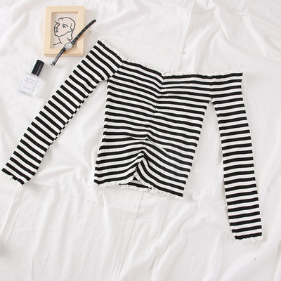 Bluza de dama in dungi model nou cu umerii goi - mai multe culori