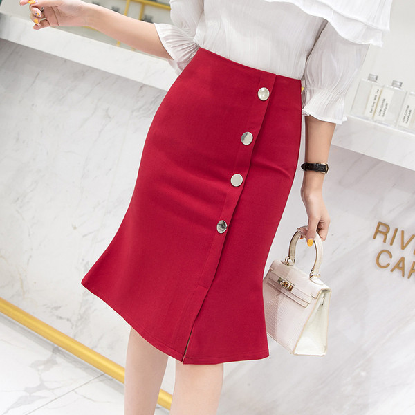 Új modell női szoknya három színben, gombokkal