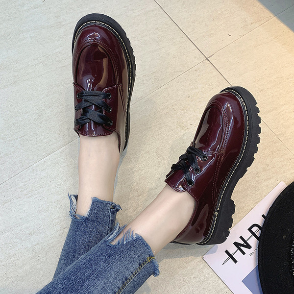 Pantofi dama casual cu sireturi in visiniu si negru