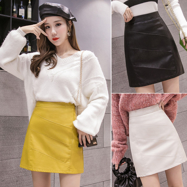 Stílusos női szoknya három színben, öko bőrből