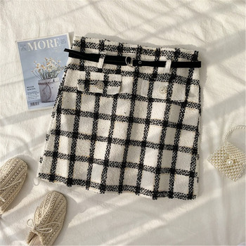 Fusta dama in carouri cu curea in patru culori