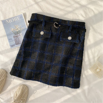 Fusta dama in carouri cu curea in patru culori