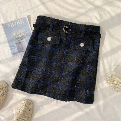 Fusta dama in carouri cu curea in patru culori