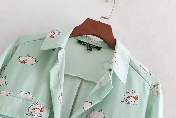 Cămașă casual de damă cu aplicație verde