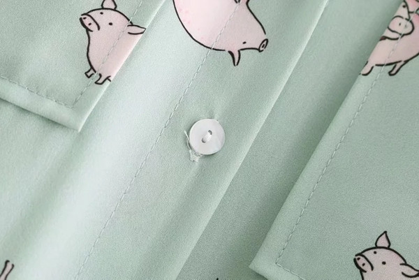 Cămașă casual de damă cu aplicație verde