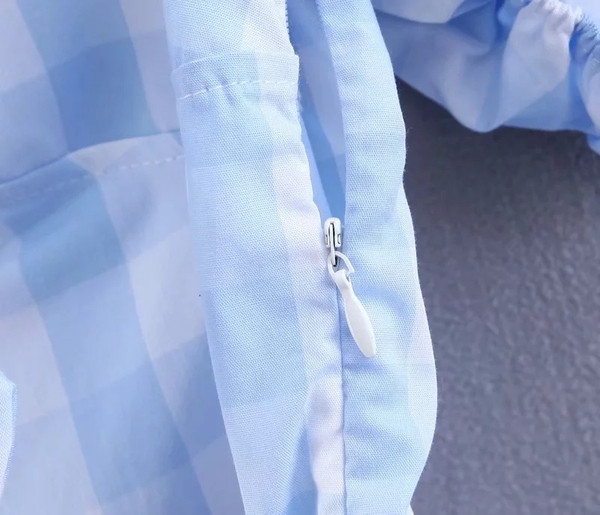 Kockás női ruha rövid ujjú kék színben