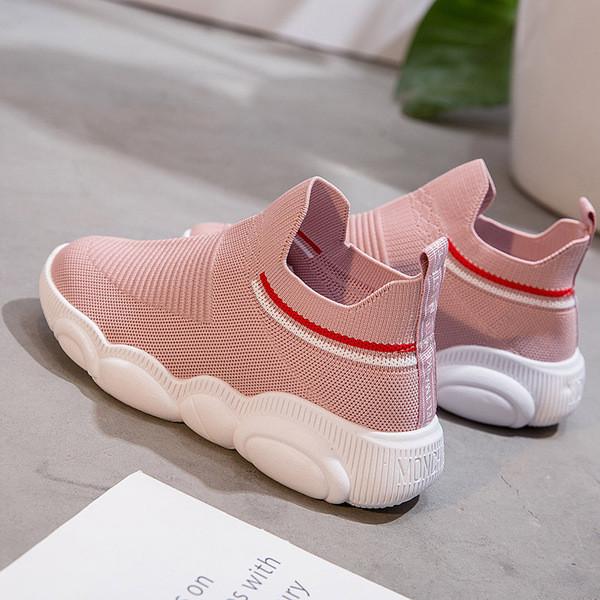 Pantofi casual dama in alb, roz si negru