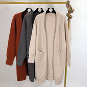 Cardigan lung cu buzunare in trei culori