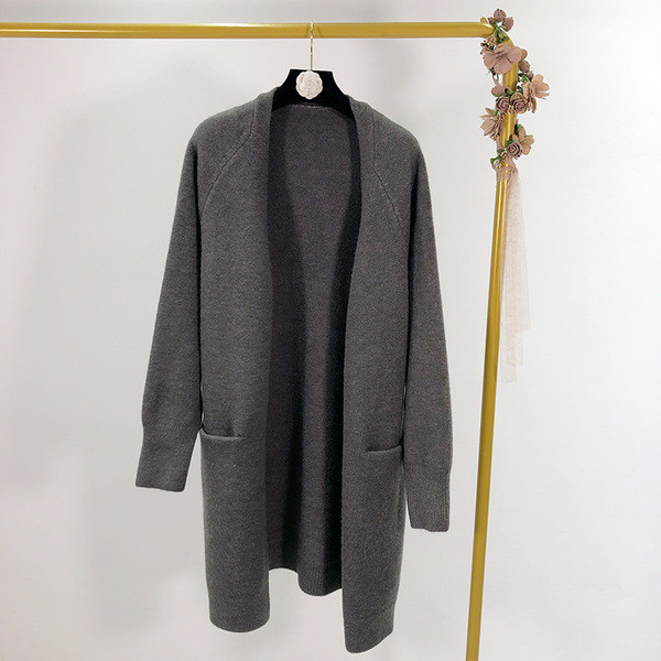 Cardigan lung cu buzunare in trei culori