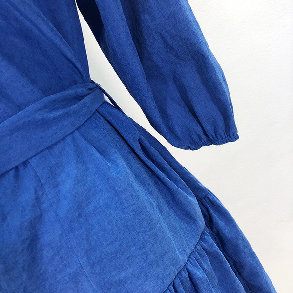 Rochie de dama in albastru cu maneci 3/4 si decolteu oval