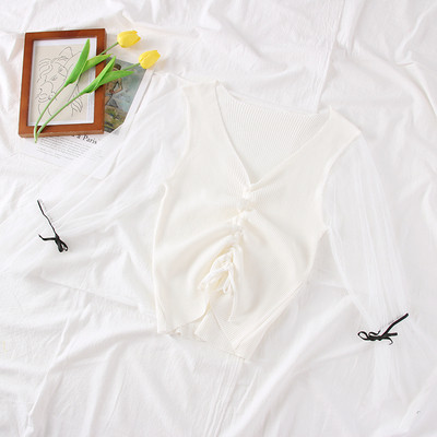 Bluză de damă modernă cu mâneci din tul în mai multe culori