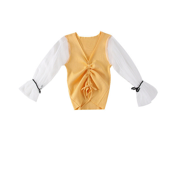 Bluză de damă modernă cu mâneci din tul în mai multe culori