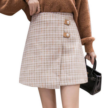 Kockás női szoknya magas derékkal, két színben