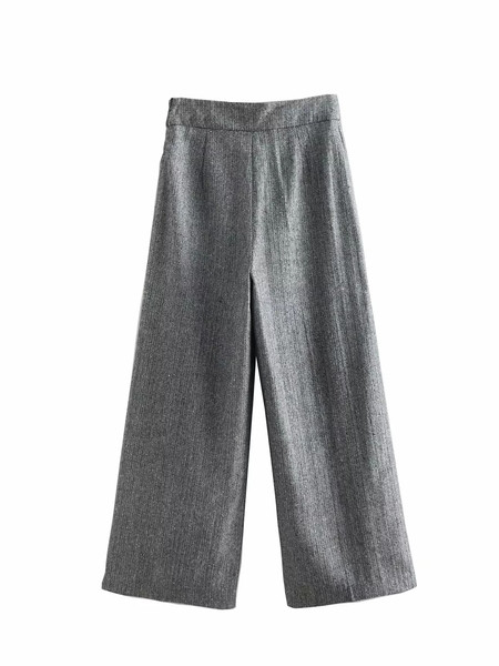 Női nadrág magas derékkal, szürke színben